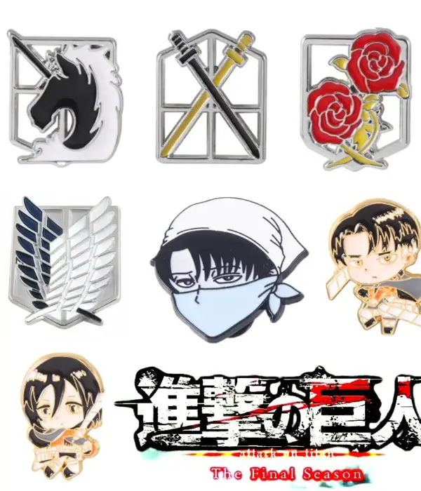 Attack On Titan Enamel Pins Shingeki No Kyojin Levi Ackerman Mikasa Ackerman Figure Brooch For Fans Lapel Pin Anime Jewelry 1