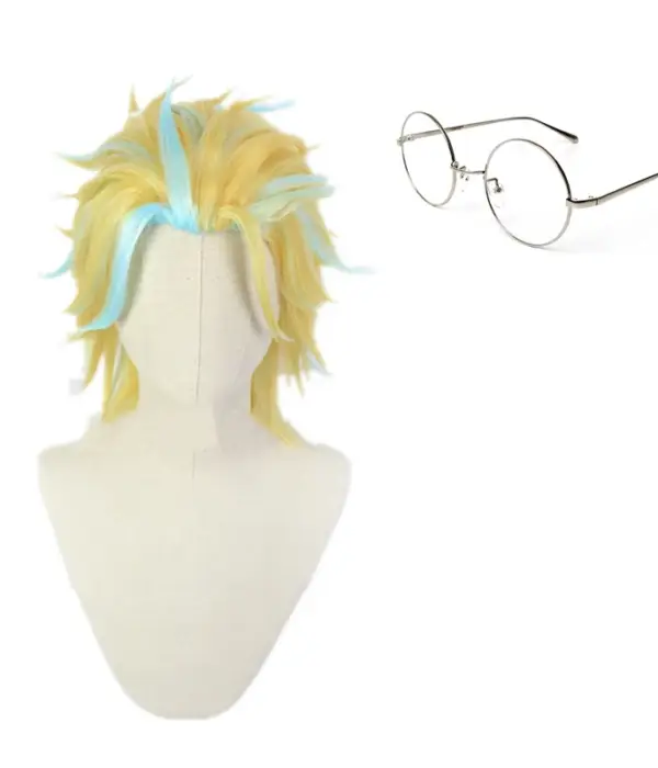 Anime Tokyo Revengers Rindo Haitani Cosplay Wig Golden Blue Short Hair Glasses Synthetic Fiber Hair Free Wig Cap Halloween 1