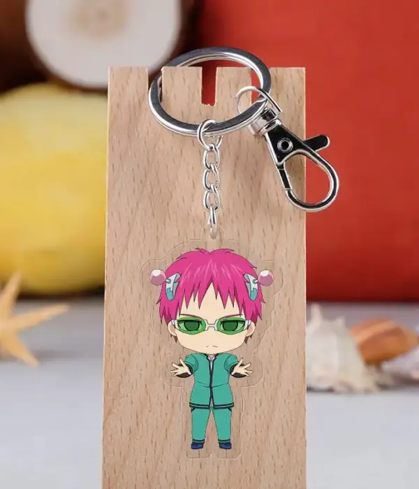 Anime The Disastrous Life of Saiki Kusuo Keychain Acrylic Figure Pendant Cartoon Image Keyring Wholesale 1