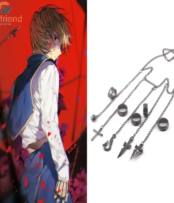 Anime Hunter x Hunter Kurapika Chain Rings Women Men Cosplay 1