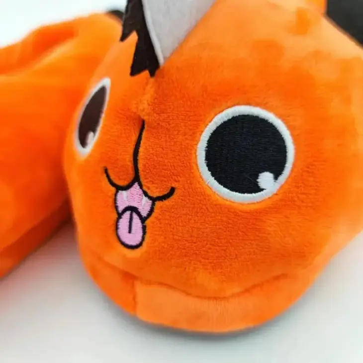 Anime Chainsaw Man Pochita Plush Slipper Pochita Women Chainsawman Shoes Adult Orange Dog Stuffed Soft Slipper for Xmas Gift - Image 5