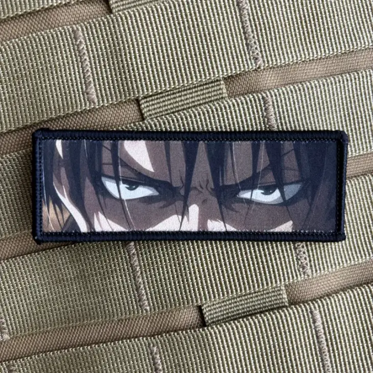 Attack on Titan Levi Ackerman Eyes Morale Badge Hook & Loop Anime Patch Printing Commander Tactical Backpack Sticker Appliques - Image 4
