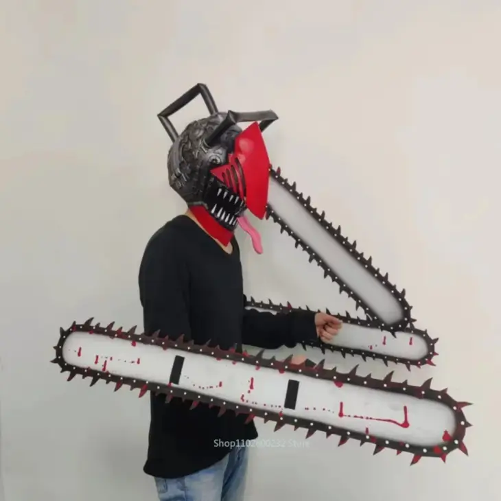 Anime Denji Cosplay Saws Hand Headgear Pochita Chainsaw Man Denji Cosplay Latex Mask Adult Dress Up Halloween Party Gift - Image 2