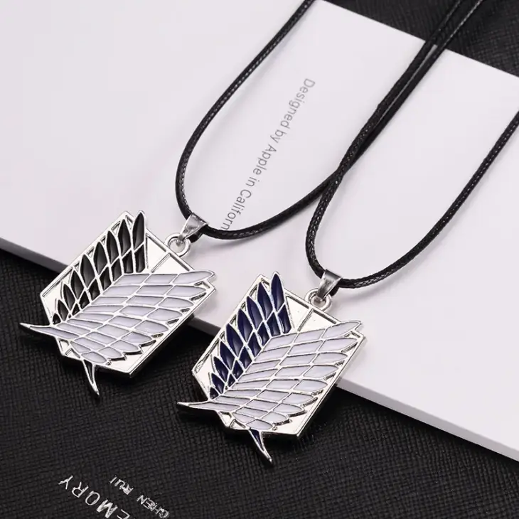 Attack on Titan Anime Necklace Wings of Liberty Cosplay Alloy Pendant Shingeki No Kyojin Leather Chain Man Anime Accessories - Image 2