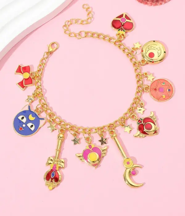Anime Sailor Moon Bracelet Wand Crystal Loving Cosplay Prop Pendant Bracelet for Women Girl Jewelry Accessories Gift 1