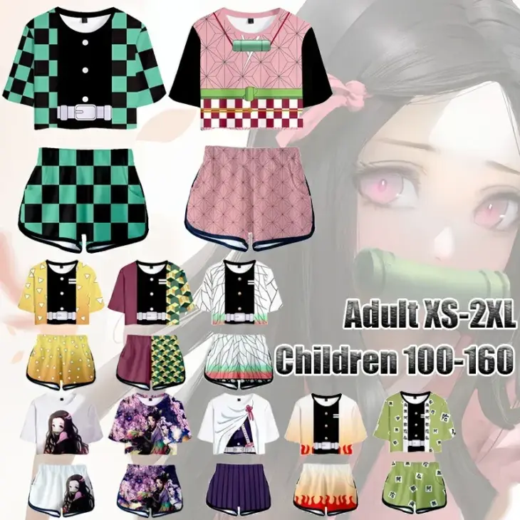 Demon Slayer Two-Piece 3D Cosplay Summer Set
