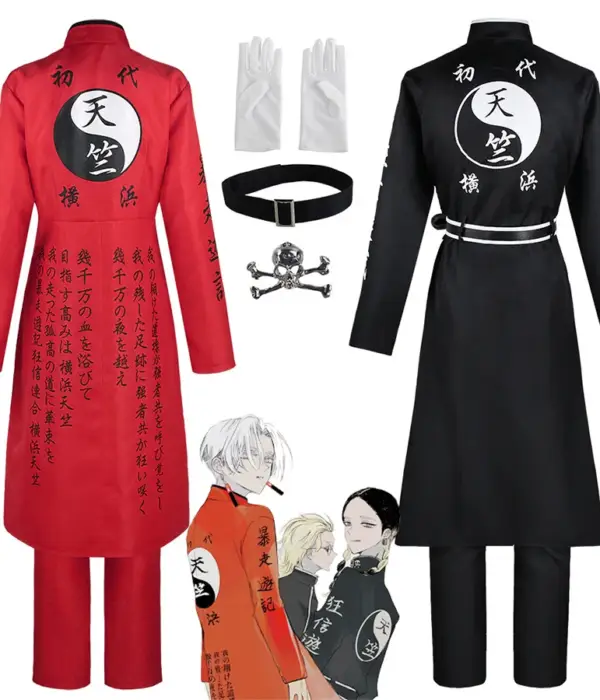Anime Tokyo Revengers Cosplay Kurokawa Izana Rindo Haitani Cosplay Costume Trench Coat Red Black Uniform Halloween Party Outfits 1