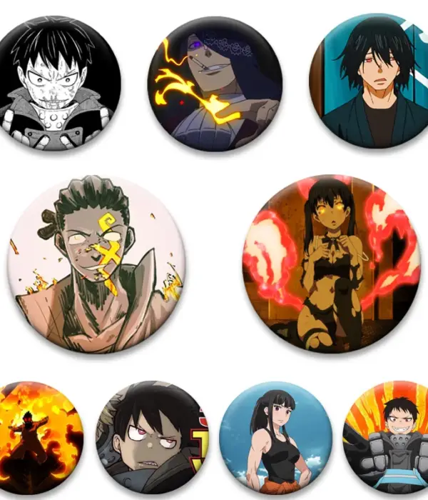 58mm Anime Fire Force Enamel Pins Handmade Brooches for Clothes Backpack Decoration Cartoon Badge Jewelry Accessories Gifts 1