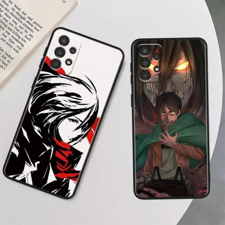 Anime Attack On Titan For Samsung A73 A72 A55 A54 A53 A52 A35 A34 A33 A32 A25 A24 A23 A22 A15 A14 A13 Black Phone Case - Image 2