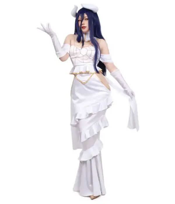 In Stock DAZCOS Anime Overlord Albedo Cosplay Costume Halloween Christmas Costume Cos Women White Dress Overlord Albedo Cosplay 1
