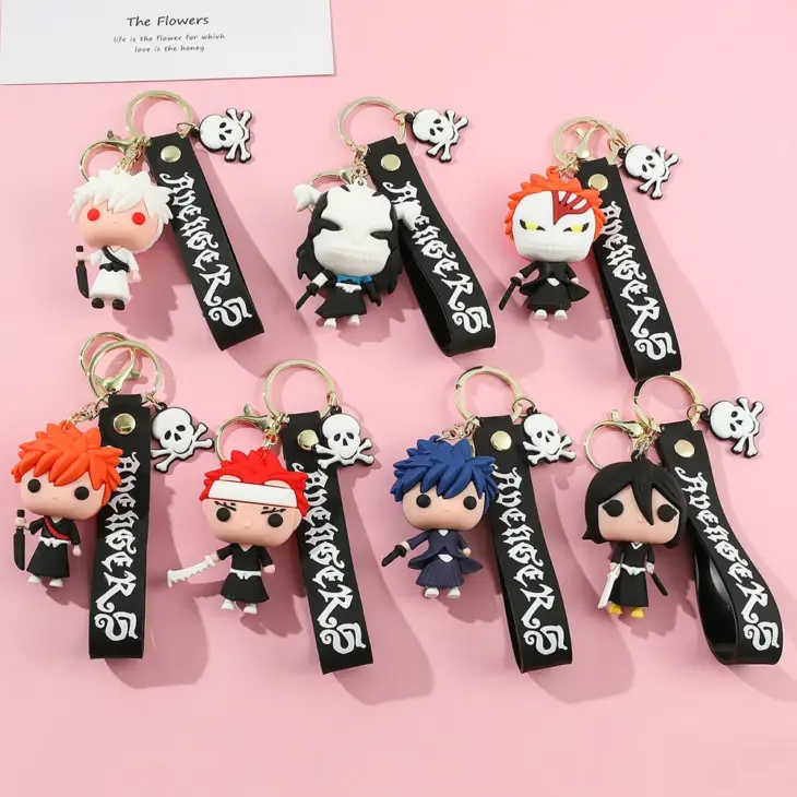 Anime BLEACH Figure Doll Toy Kurosaki Ichigo Model Keychain Backpack Ornament Keyrings Car Pendant Key Holder Kids Xmas Gifts - Image 2