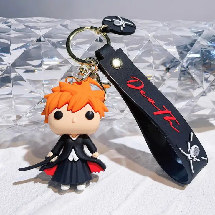 Anime Bleach Keychain Cosplay Kurosaki Ichigo Silicone Pendant Keyring Car Backpack Key Holder Accessories for Fans Quality Gift - Image 5