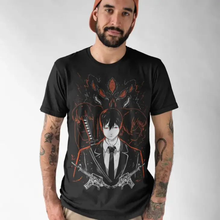 Chainsaw Man T-Shirt,Anime Manga Denji T-Shirt, Aki Power T-Shirt,Black T-shirt - Image 4