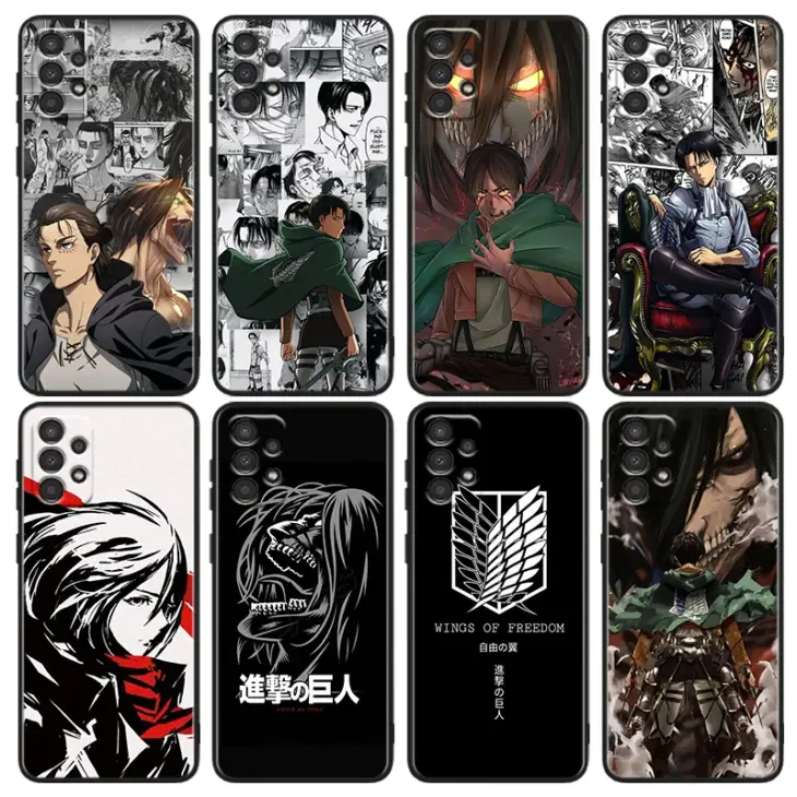 Anime Attack On Titan For Samsung A73 A72 A55 A54 A53 A52 A35 A34 A33 A32 A25 A24 A23 A22 A15 A14 A13 Black Phone Case