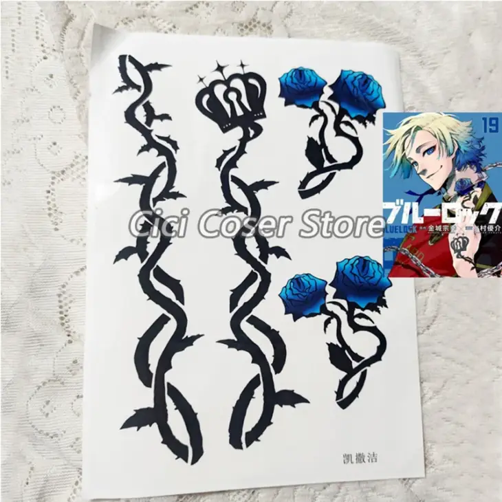 Anime Blue Lock Michael Kaiser Tattoo Sticker Make Up Props Stickers Halloween Party Carnival Roleplay Accessories - Image 2