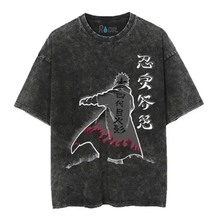 Vintage Harajuku Black Washed Anime Streetwear Tee