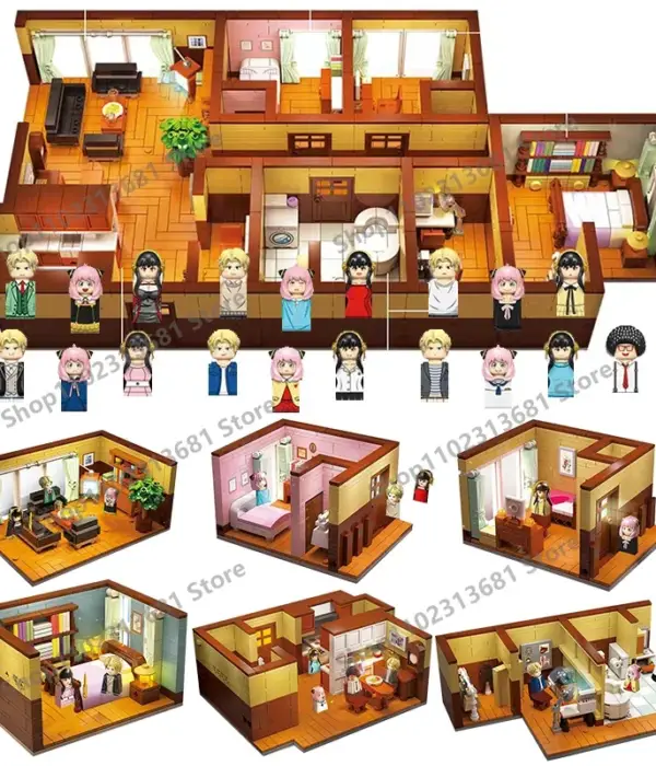 Popular Arnia Spy X Family Living Room Building Blocks Anime Mini Action Figures House Bricks Toys For Kids Christmas Gifts 1