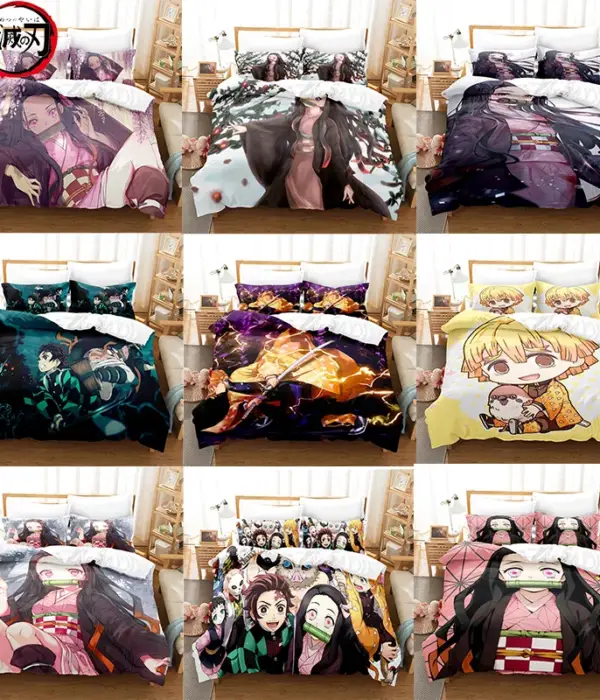 Demon Slayer Anime Manga Peripheral Home Textiles Duvet Cover Pillow Case Kamado Nezuko Tanjirou Textile Bedding Birthday Gifts 1
