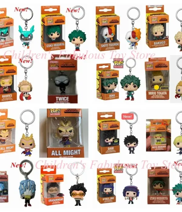 Funko Pop Keychain Toy My Hero Academia Deku Shoto Todoroki Eraserhead Jiro All Might Bakugo Shota Dabi Action Figure Toys 1