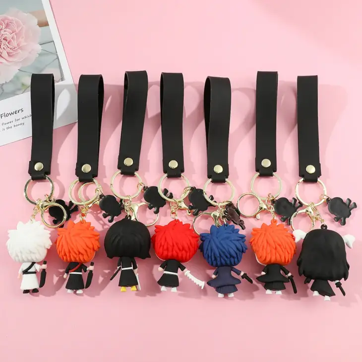 Anime BLEACH Figure Doll Toy Kurosaki Ichigo Model Keychain Backpack Ornament Keyrings Car Pendant Key Holder Kids Xmas Gifts - Image 5