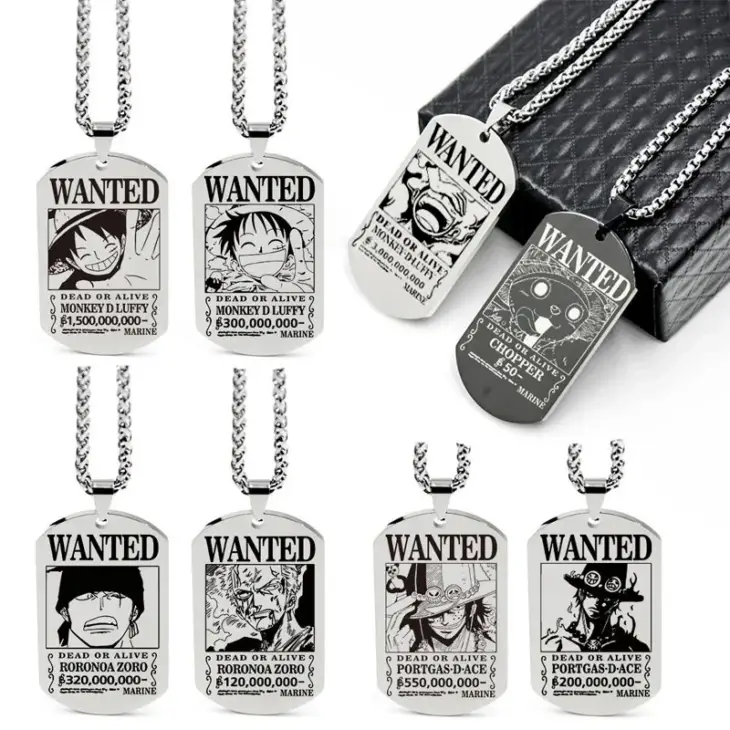 One Piece Luffy & Zoro Wanted Poster Pendant Necklace