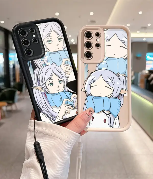 Anime Frieren Beyond Journeys End Phone Case for Samsung S24 S23 S22 S21 S20 FE Plus Ultra 5G Cover with Hand Strap 1