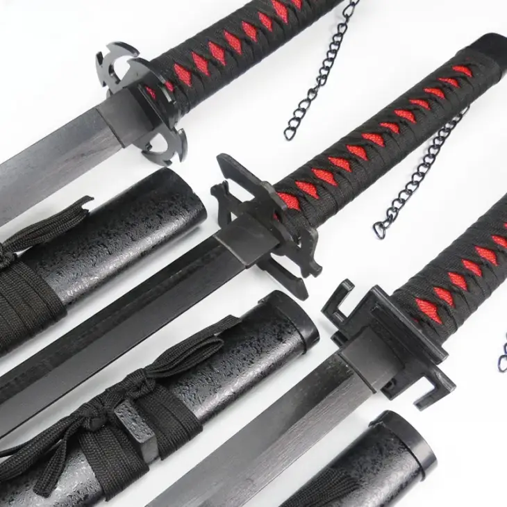 Real Size Bleach Katana Wooden Ninja Sword Anime Bleach Ichigo Aizen Sousuke Cosplay Prop Japanese Samurai Sword Katana Kid Toys - Image 4