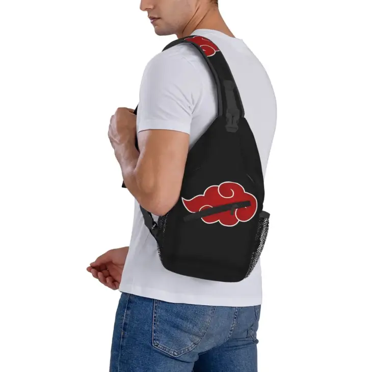 Narutos Akatsuki Small Sling Bag Chest Crossbody Shoulder Backpack Hiking Travel Daypacks Fashion Bag - Image 3