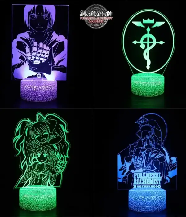 Fullmetal Alchemist Anime LED Nightlight 3D Creative Night Lamp Desktop Ornament Edward Elric Peripheral Toys New Year's Gift 1