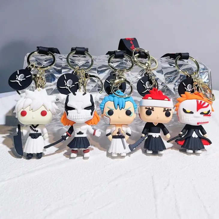 Anime Bleach Keychain Cosplay Kurosaki Ichigo Silicone Pendant Keyring Car Backpack Key Holder Accessories for Fans Quality Gift - Image 2