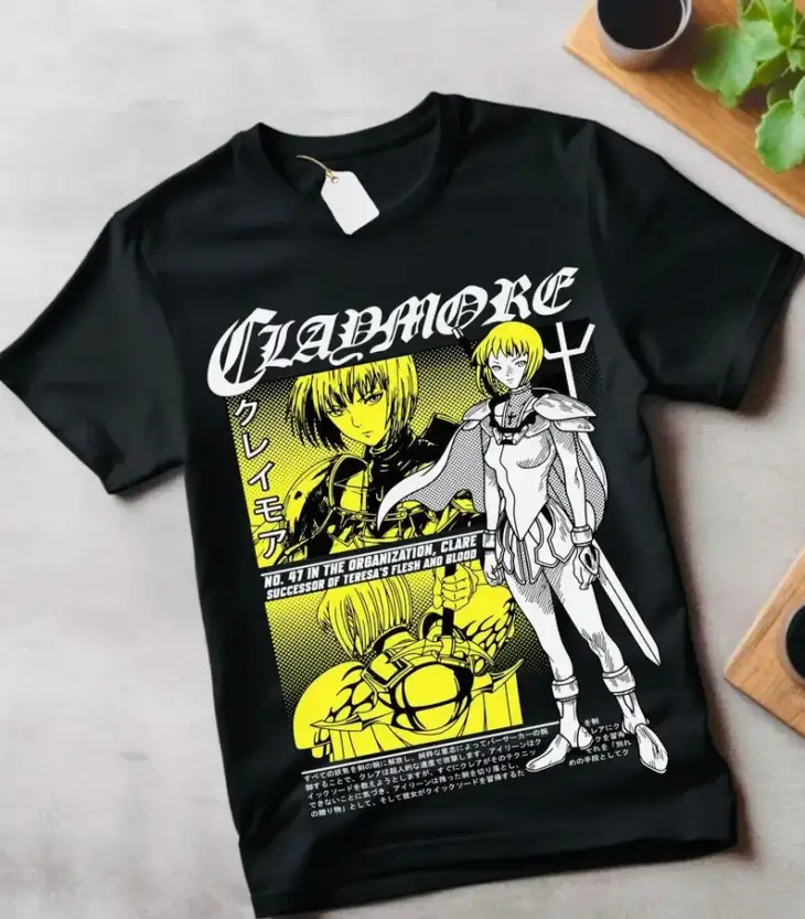 Unisex Claymore Anime T-Shirt, Clare, Miria Manga Shirt, cartoon shirt
