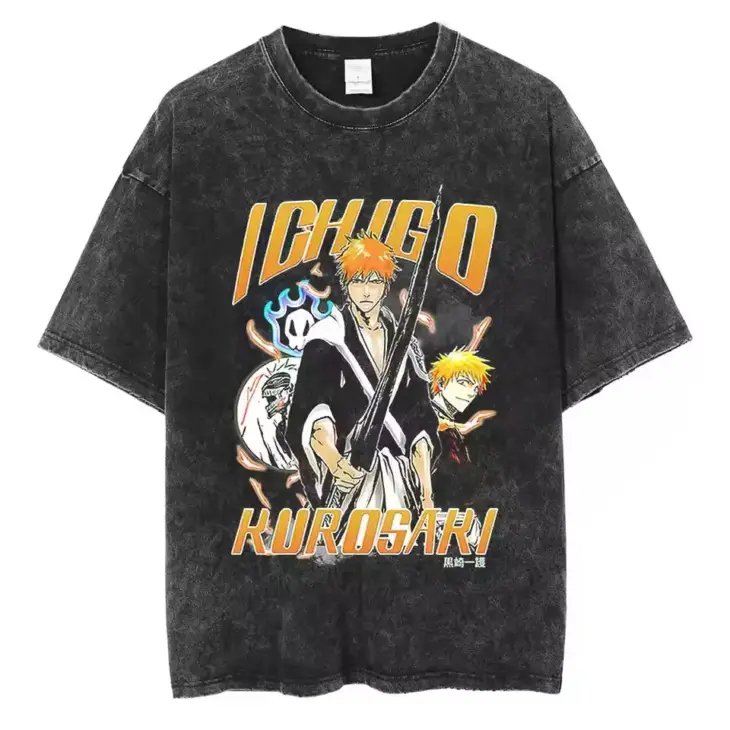 Japan Anime Bleach Zaraki Kenpachi Graphic Printed T Shirt Men Women Manga Tshirts Harajuku High Quality Washed Cotton T-shirt - Image 3