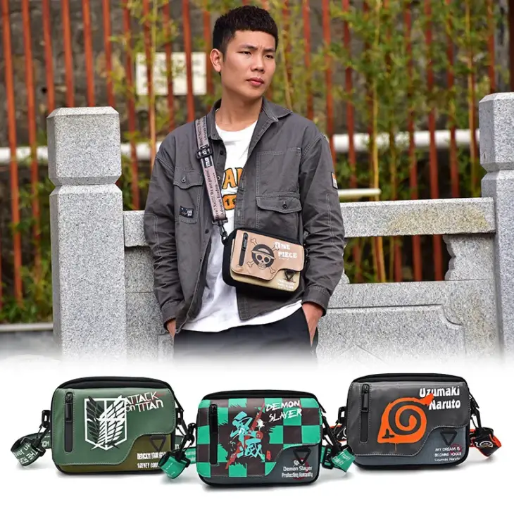 Anime Crossbody Bag Male Students Anime One Piece Attack on Titan Naruto Personalized Small Shoulder Bag handbag fashion gift - Image 3