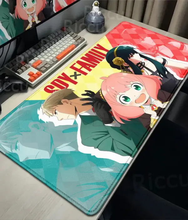 XXL Anime Spy X Family Mausepad Kawaii Desk Mat Large Size Natural Rubber Anti Slip Mousepad 400x900mm Lock Edge Keyboard Carpet 1
