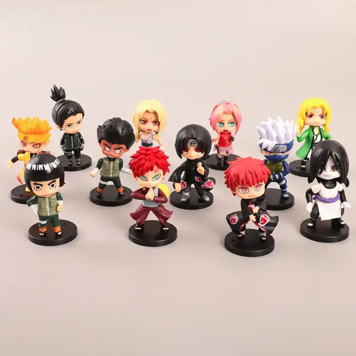2nd Generation 12Pcs Model Naruto Anime Sasuke Itachi Kakashi Gaara Jiraiya Sakura Q Version PVC Figures Kids Toys Dolls Gift