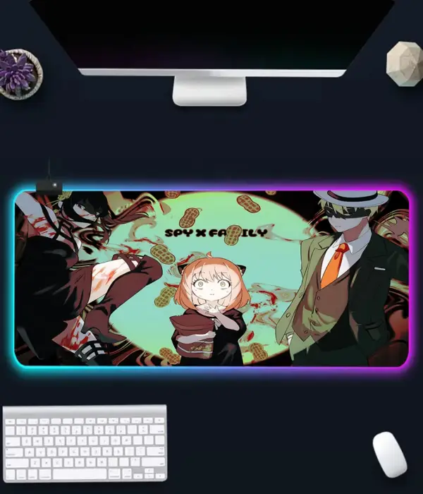 Spy X Family RGB Pc Gamer Keyboard Mouse Pad Mousepad LED Glowing Mouse Mats Rubber Gaming Computer Mausepad 1