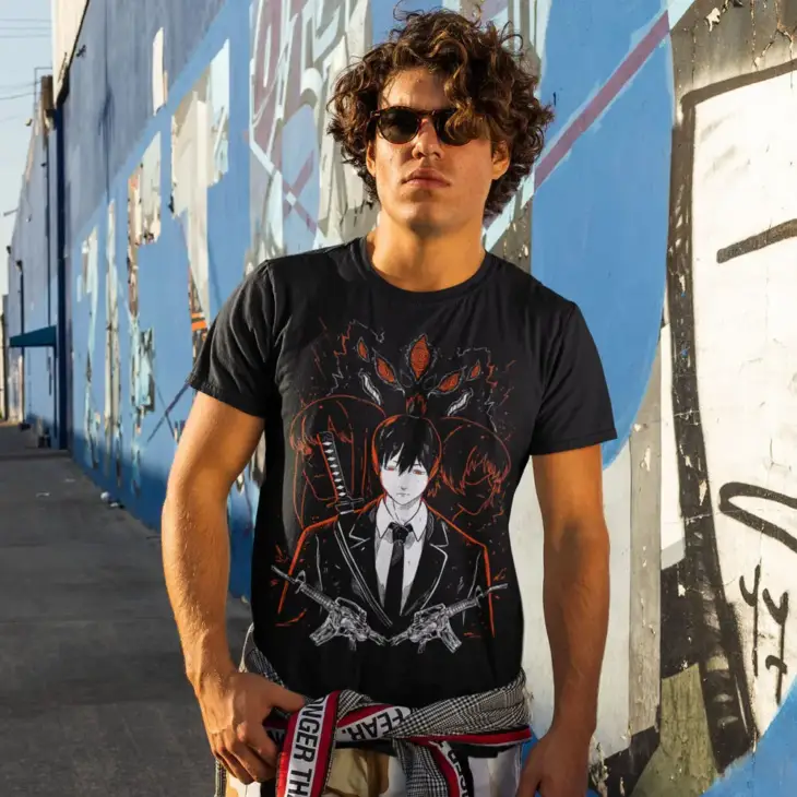 Chainsaw Man T-Shirt,Anime Manga Denji T-Shirt, Aki Power T-Shirt,Black T-shirt - Image 3