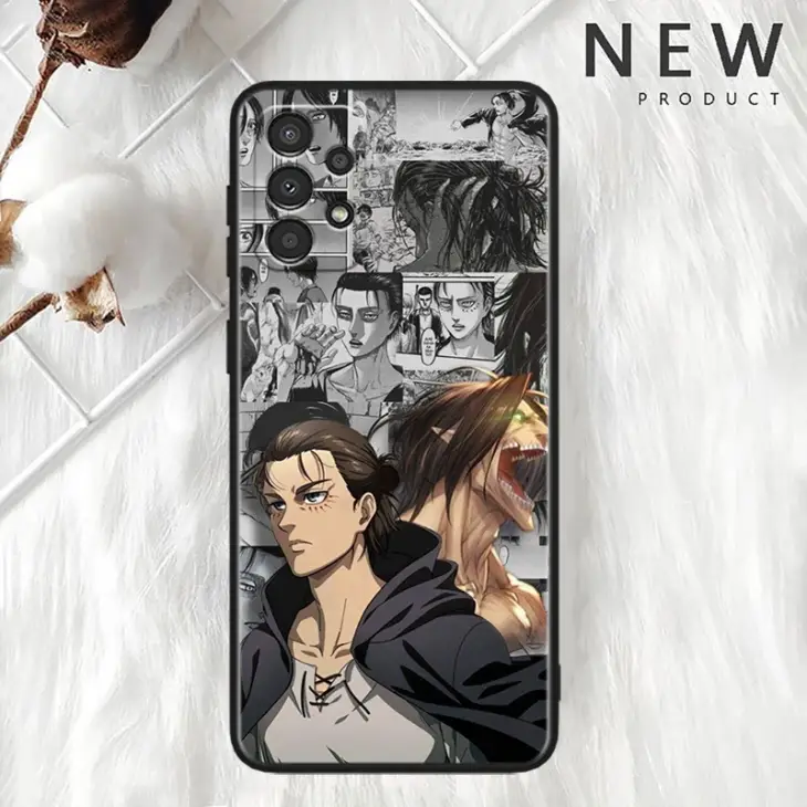 Anime Attack On Titan For Samsung A73 A72 A55 A54 A53 A52 A35 A34 A33 A32 A25 A24 A23 A22 A15 A14 A13 Black Phone Case - Image 4