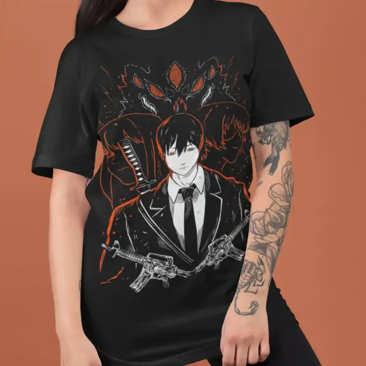 Chainsaw Man T-Shirt,Anime Manga Denji T-Shirt, Aki Power T-Shirt,Black T-shirt - Image 2