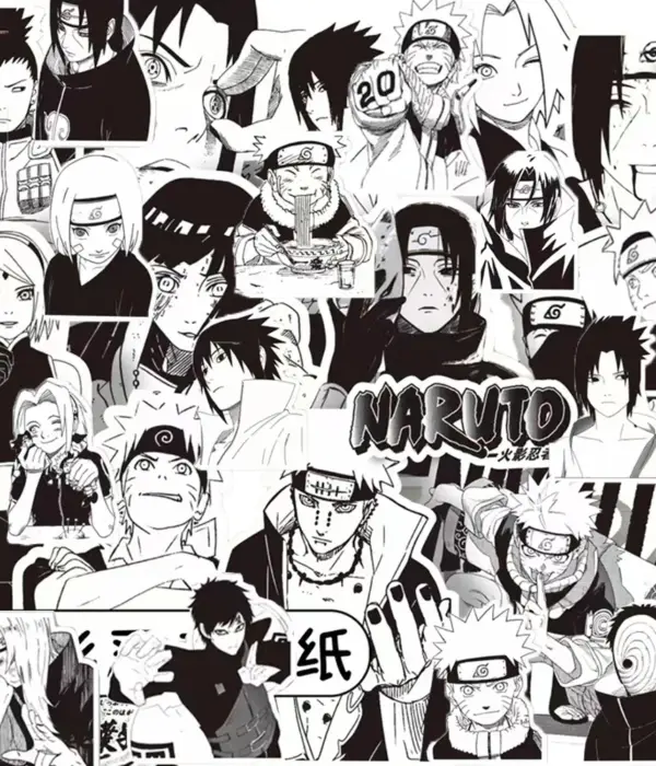 10/30/65pcs Anime NARUTO Cartoon Stickers Cool Black and White Graffiti Sticker DIY Phone Skateboard Notebook Decal for Kids Toy 1