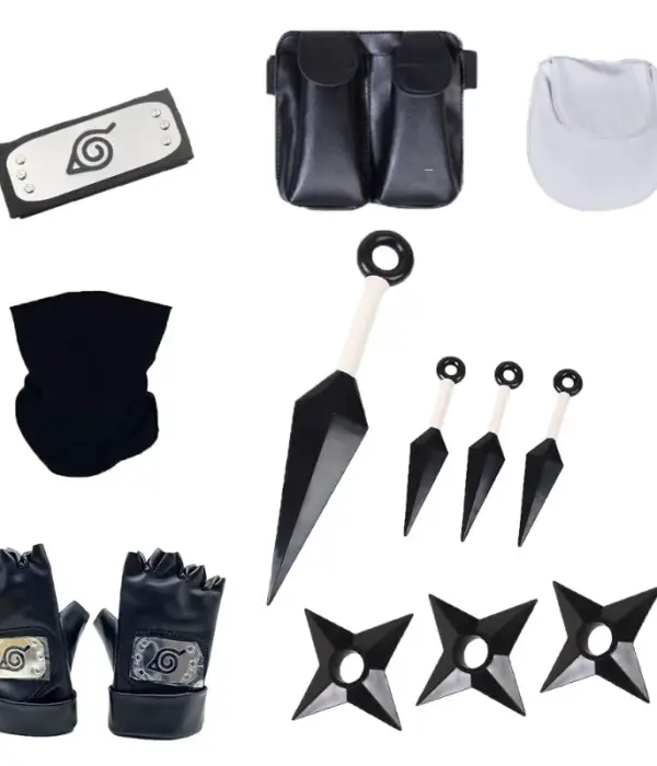 Naruto Anime Peripheral Weapons Ninja Bag Kunai Headband Gloves Cosplay Itachi Cartoon Figure  Apparel Accessories Set Toy Gifts 1