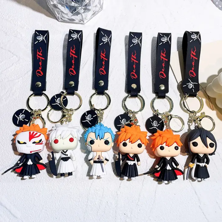 Anime BLEACH Figure Doll Toy Kurosaki Ichigo Model Keychain Backpack Ornament Keyrings Car Pendant Key Holder Kids Xmas Gifts - Image 4