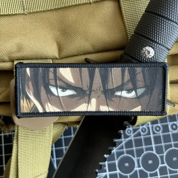 Attack on Titan Levi Ackerman Eyes Morale Badge Hook & Loop Anime Patch Printing Commander Tactical Backpack Sticker Appliques - Image 3