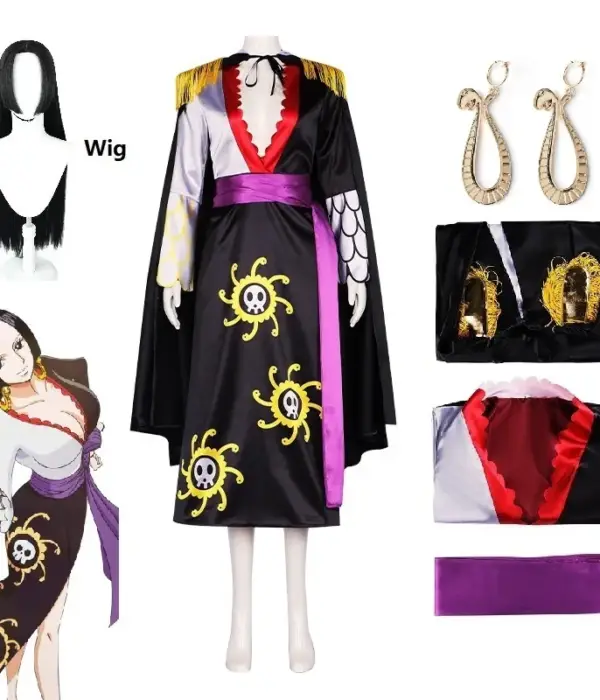 Anime Boa Hancock Cosplay With Cloak Boa Dress Costume Sailor Suit Boa Hancock Cosplay Costume Custom size Black Dress Earrings 1