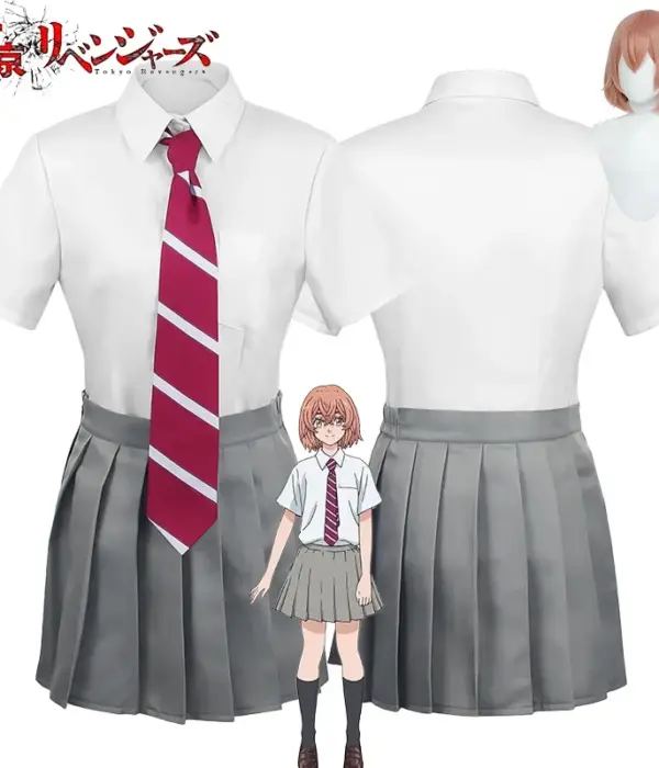 Tachibana Hinata Cosplay Anime Tokyo Revengers Hinata Tachibana Cosplay Costume Wig JK School Uniform Shirt Tie Skirt Socks 1