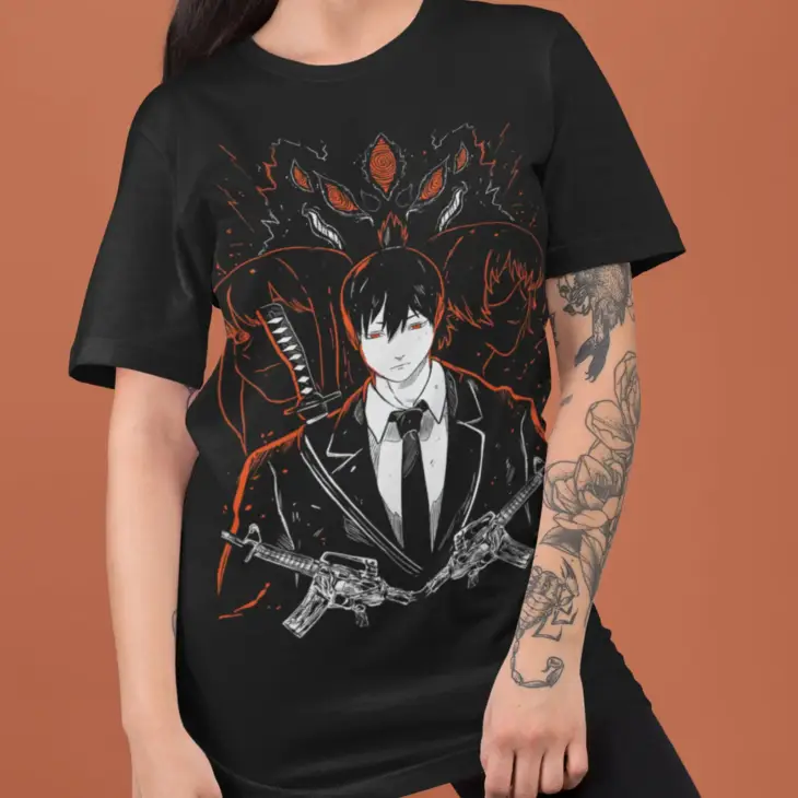 Chainsaw Man T-Shirt,Anime Manga Denji T-Shirt, Aki Power T-Shirt,Black T-shirt - Image 6