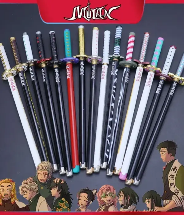 7.5inch Demon Salyer Nichirin Blade Felt-tip Pen Sword Alloy Model Tanjirou Katana Pen Anime Kimetsu No Yaiba Weapon Rengoku Toy 1