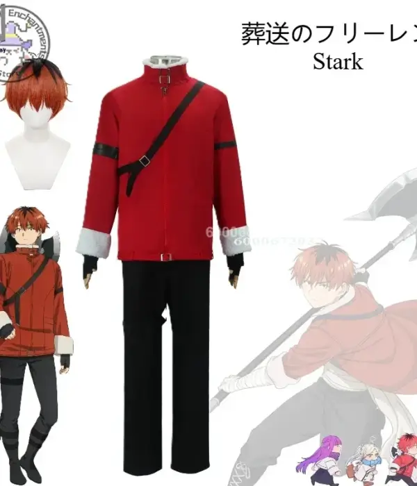 Sousou No Frieren Stark Cosplay Costume Anime Frieren Beyond Journey's End Stark Men Role Play Wig Coat Pants Halloween Outfit 1