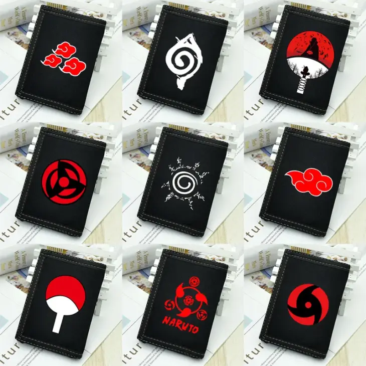 Anime Naruto Canvas Trifold Wallet Cartoon Red Cloud Action Figures Cosplay Purse Card Holder Wallets Toys for Children Gifts