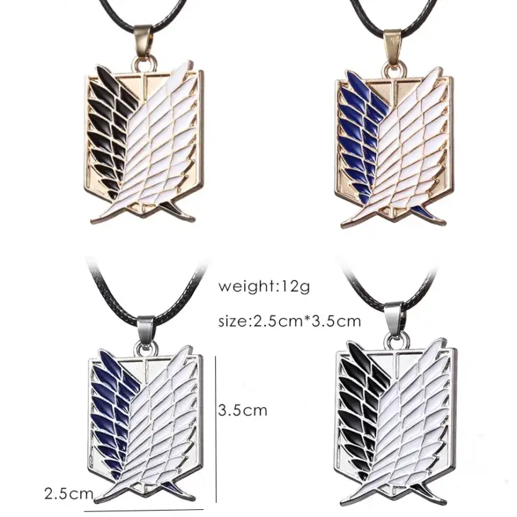Attack on Titan Anime Necklace Wings of Liberty Cosplay Alloy Pendant Shingeki No Kyojin Leather Chain Man Anime Accessories - Image 4
